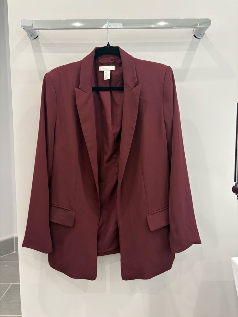 H&M Burgundy Open-Front Blazer